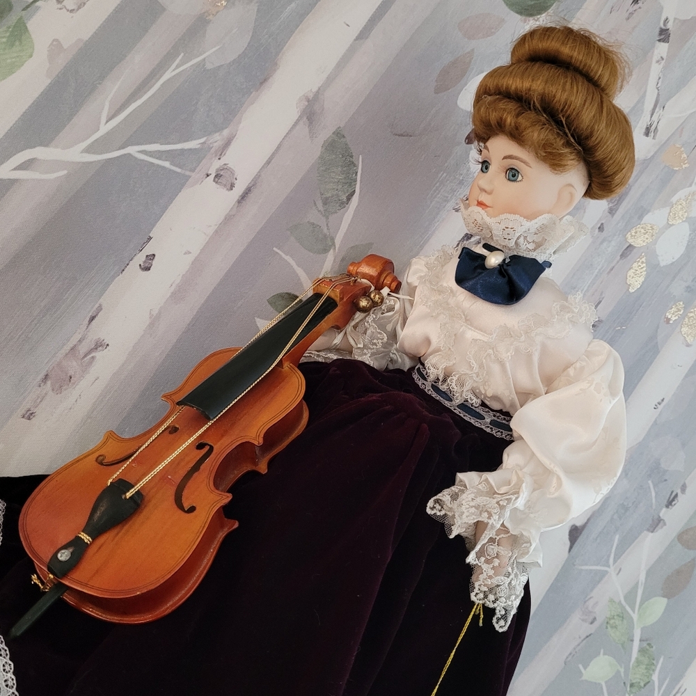 CELESTE Victorian Style Musical Porcelain Doll W/ Cello ANCO 1994 "Feelings" - Picture 2 of 16